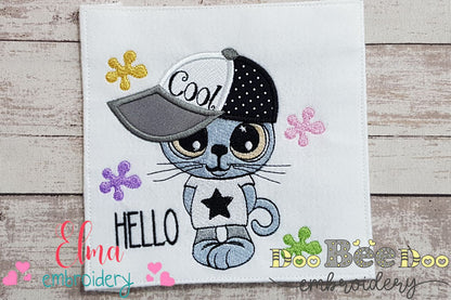 Hello Cool Kitty - Applique - Machine Embroidery Design