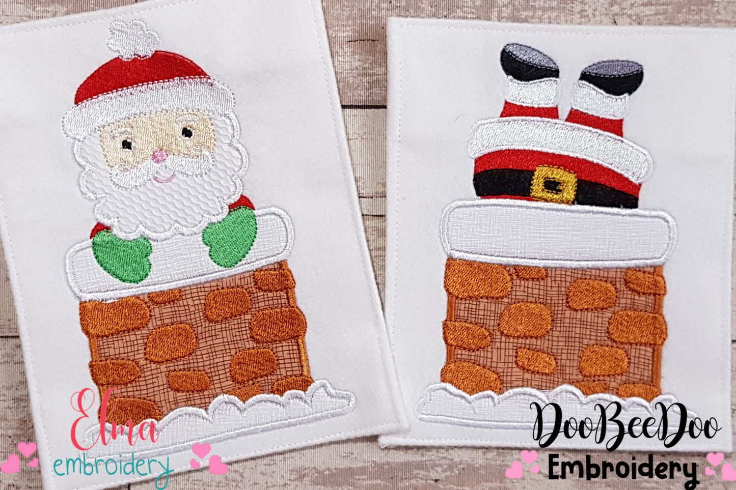 Santa Claus Stuck in Chimney - Applique - Set of 2 designs