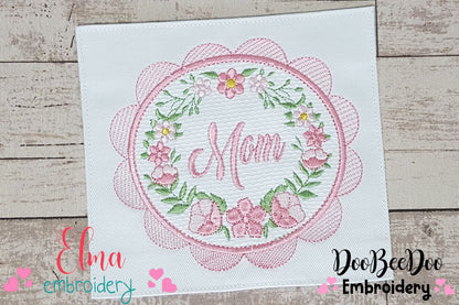 Mom Flowers Frame - Applique Embroidery