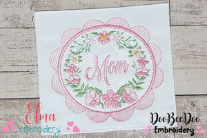 Mom Flowers Frame - Applique Embroidery