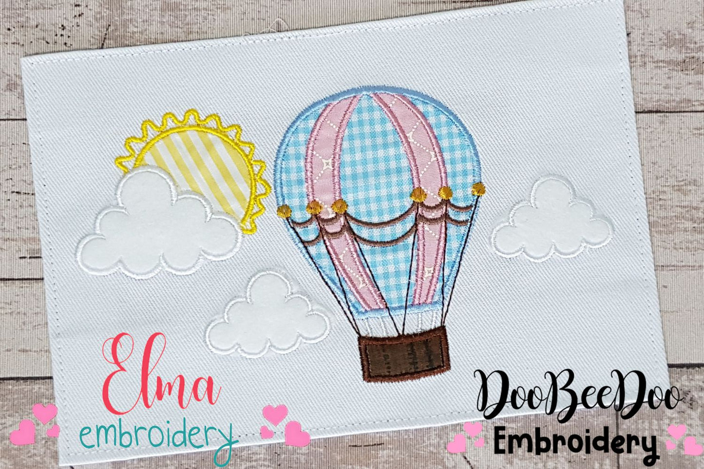 Hot Air Balloon and Clouds - Applique - Machine Embroidery Design