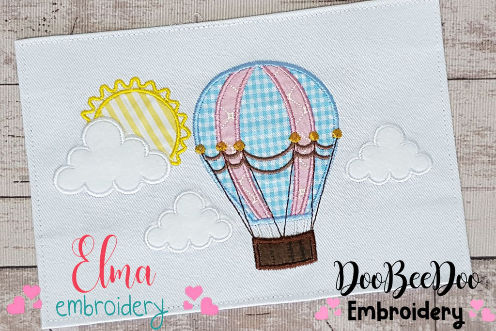 Hot Air Balloon and Clouds - Applique