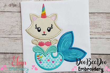 Unicorn Mermaid Kitty - Applique Embroidery