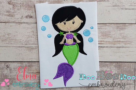 Mermaid Black Hair - Applique