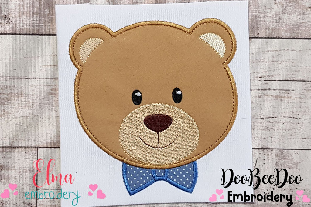 Bear Boy Face - Applique - Machine Embroidery Design