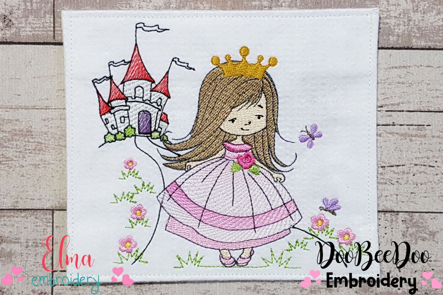 Princess and Castle - Fill Stitch - Machine Embroidery Design