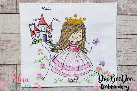 Princess and Castle - Fill Stitch - Machine Embroidery Design