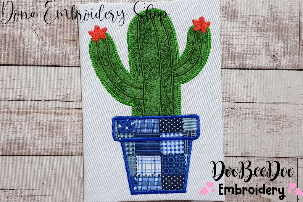 Cactus Vase - Applique - Machine Embroidery Design