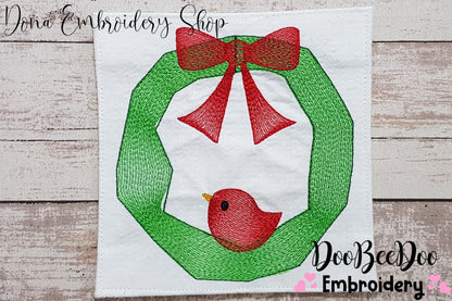 Christmas Bird Wreath - Rippled