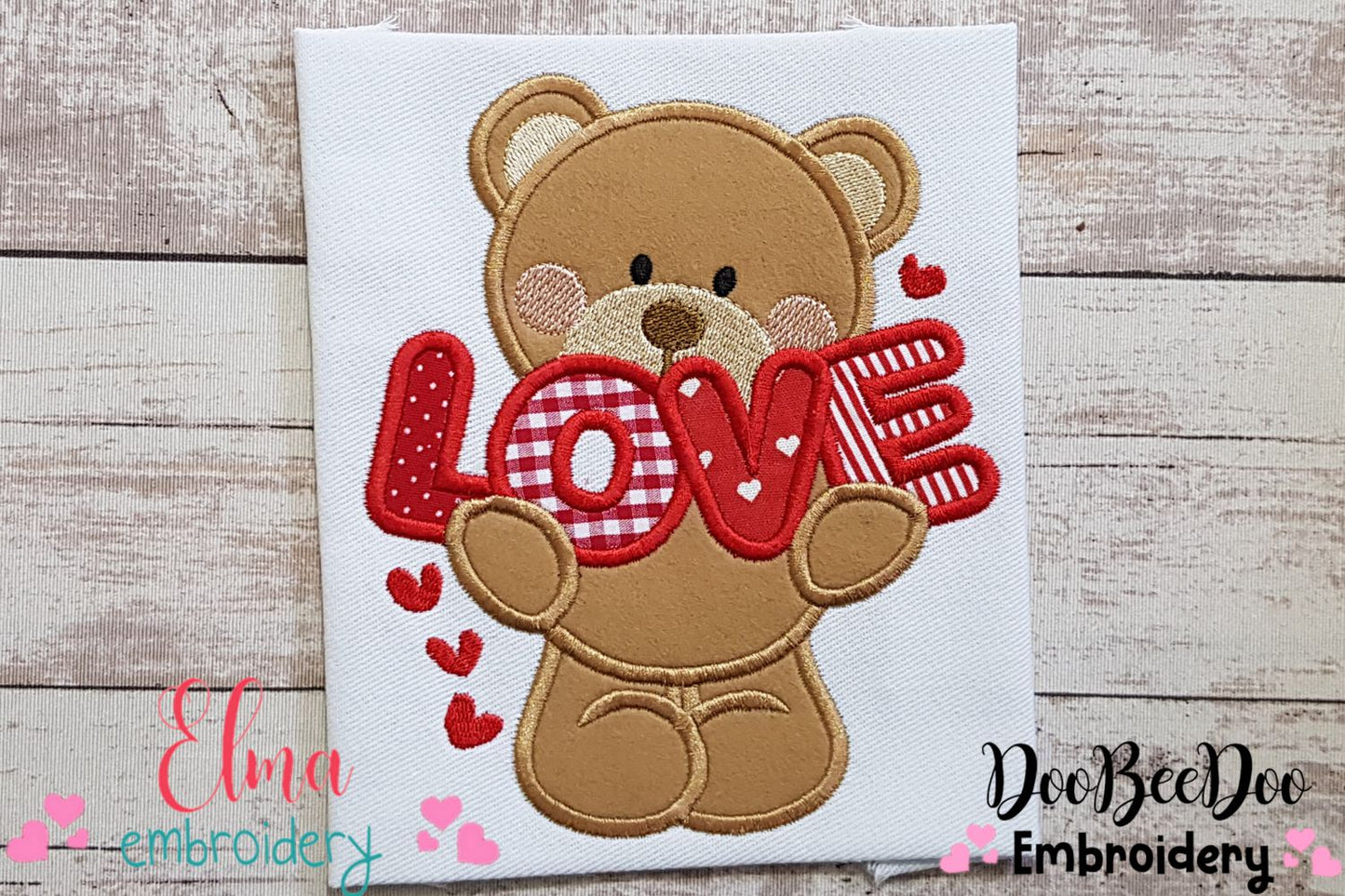 Bear Love - Aplique - Machine Embroidery Design