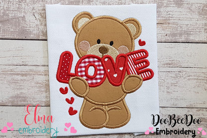 Bear Love - Aplique - Machine Embroidery Design