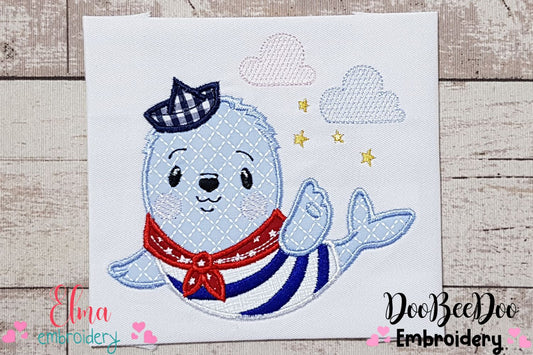 Cute Little Sailor Seal - Applique