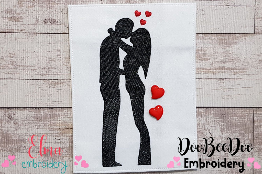 Valentine's Couple Kissing - Rippled Stitch - Machine Embroidery Design