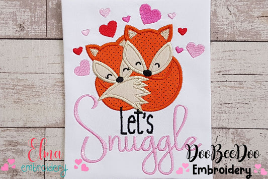 Fox Let's Snuggle - Applique - Machine Embroidery Design