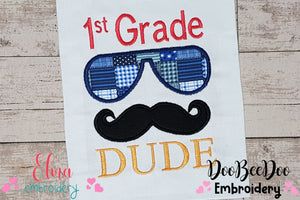1st Grade Dude - Applique Machine Embroidery Design