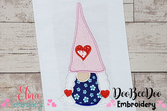 Love Gnome Girl - Applique - Machine Embroidery Design