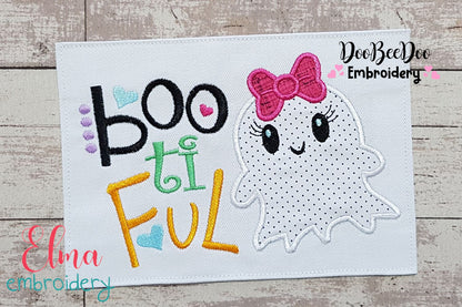 Boo Ti Ful - Applique - Machine Embroidery Design