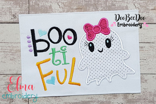 Boo Ti Ful - Applique - Machine Embroidery Design