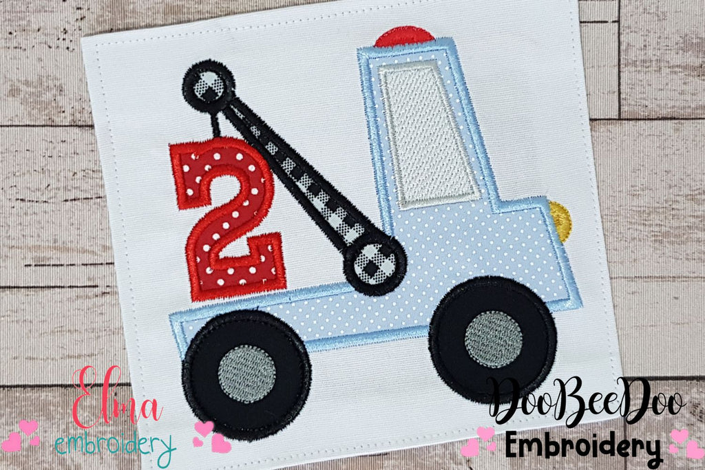 Tow Truck Birthday Number 2 Two 2nd Birthday - Applique