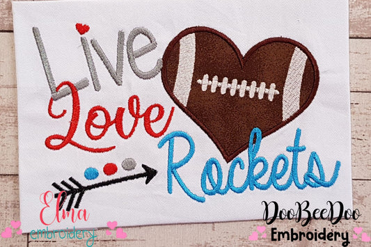 Football Live Love Rockets - Applique