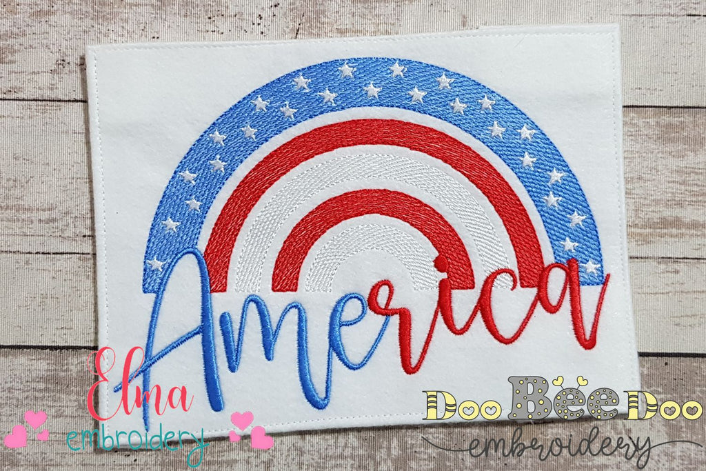 Rainbow American USA  Flag - Fill Stitch