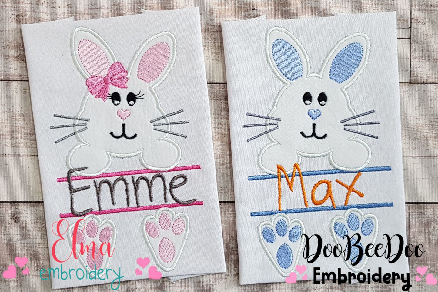 Split Bunny Girl and Boy - Applique - Set of 2 designs