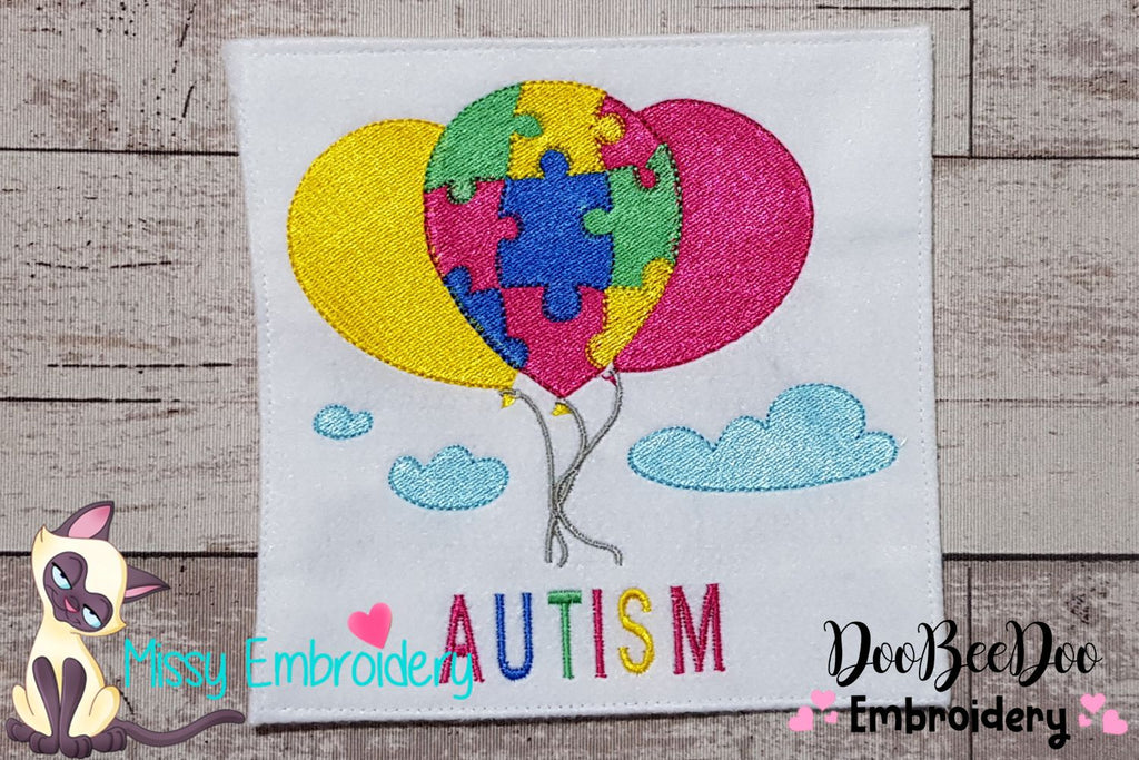 Autism Balloons - Fill Stitch - Machine Embroidery Design