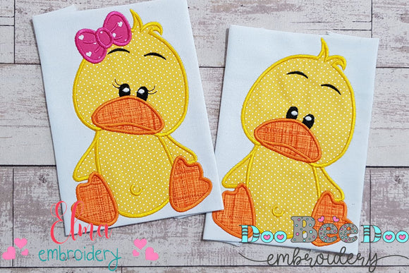 Cute Little Duck Girl and Boy - Applique - Set of 2 designs