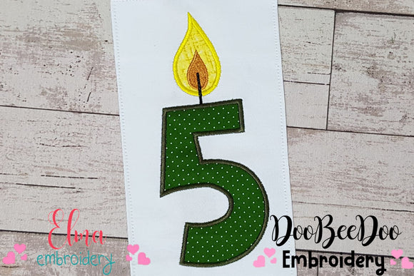 Birthday Candles Number Five - Applique