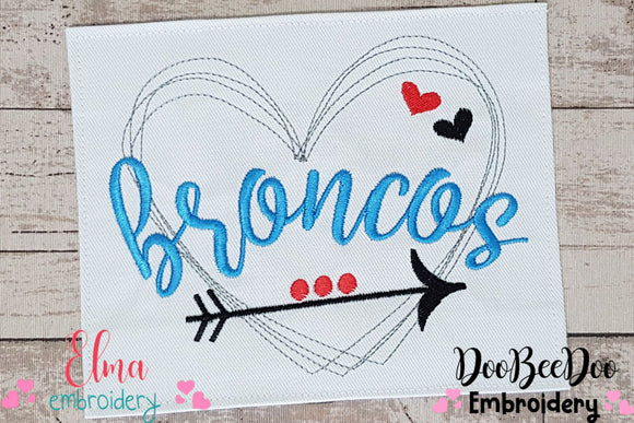 Broncos Arrow and Heart - Fill Stitch