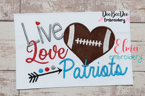Football Live Love Patriots - Applique