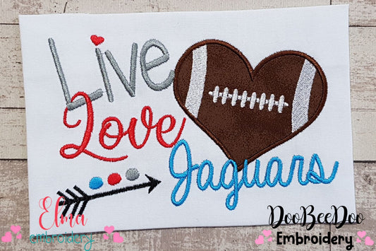 Football Live Love Jaguars - Applique