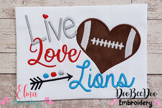 Football Live Love Lions - Applique