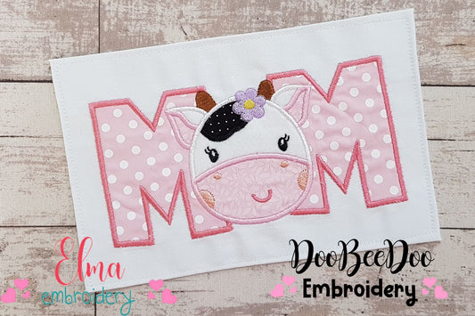 Cow Mom - Applique - Machine Embroidery Design
