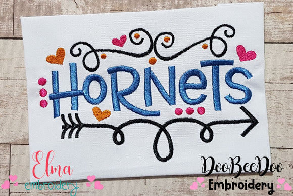 Hornets Fun Arrows and Hearts - Fill Stitch