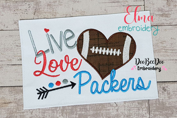 Football Live Love Packers - Applique