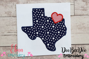 Texas Map with Heart - Applique