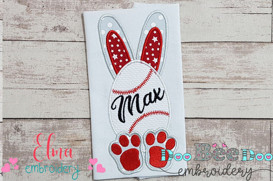 Baseball Easter Bunny Egg - Applique