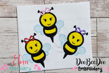 Three Bumble Bee Girl - Applique