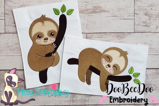 Baby Sloth Tree - Set of 2 designs - Fill Stitch