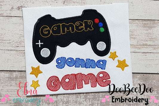 Level Up – Gamer Gonna Game 🕹️ – Applique – Machine Embroidery Design