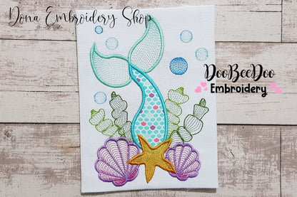 Mermaid Tail - Applique - Machine Embroidery Design