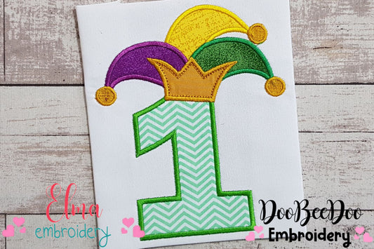 Mardi Gras Birthday Number 1 One 1st Birthday - Applique
