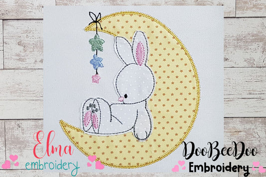 Bunny on the Moon - Raggy Applique Embrouidery