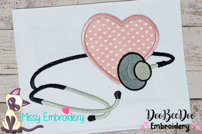 Stethoscope with Heart - Applique - Machine Embroidery Design