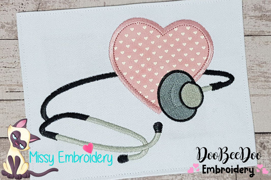 Stethoscope with Heart - Applique - Machine Embroidery Design
