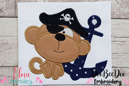 Pirate Monkey - Applique - Machine Embroidery Design
