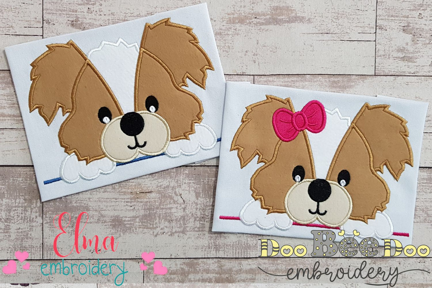 Split Puppy Dog Boy and Girl - Applique - Set of 2 designs