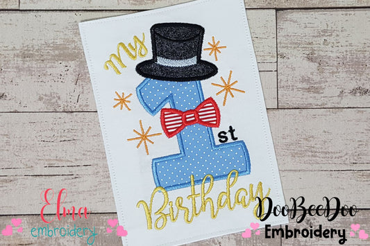 My 1st Birthday Hat & Bowtie 🎉 – Applique – Machine Embroidery Design