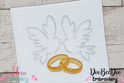 Wedding Doves and Ring - Fill Stitch